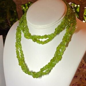 60 inch rough Peridot Beads Strand Necklace